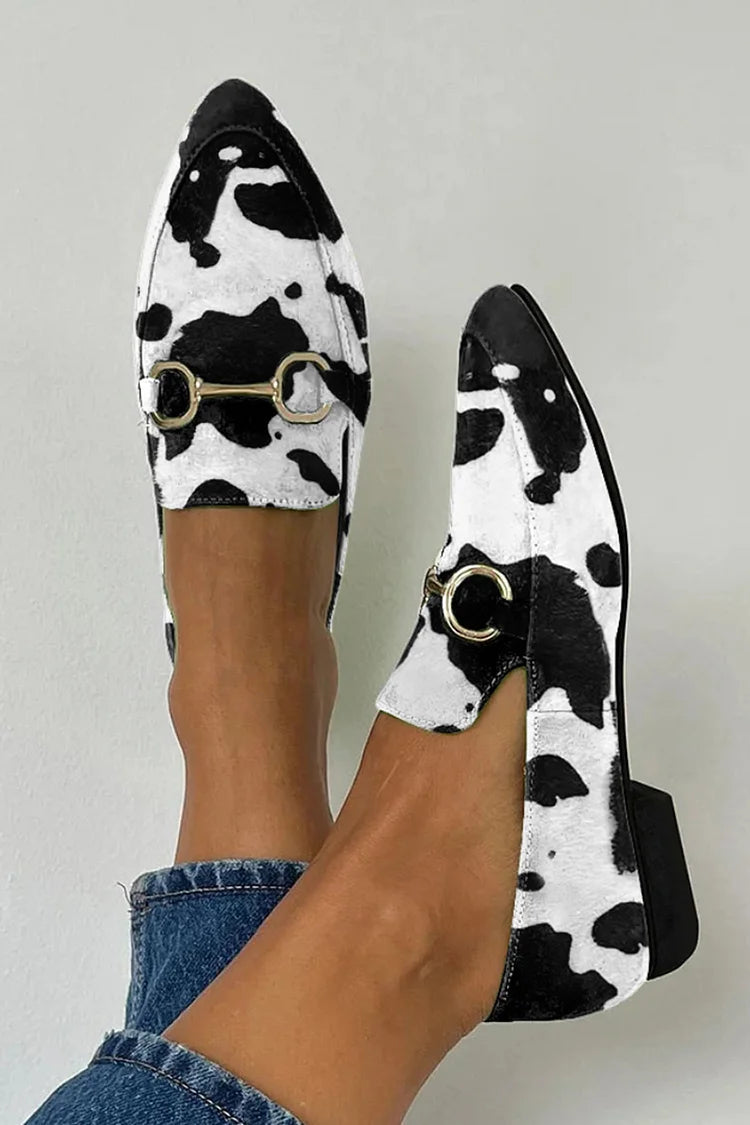 Marcy | Cow Print Loafers