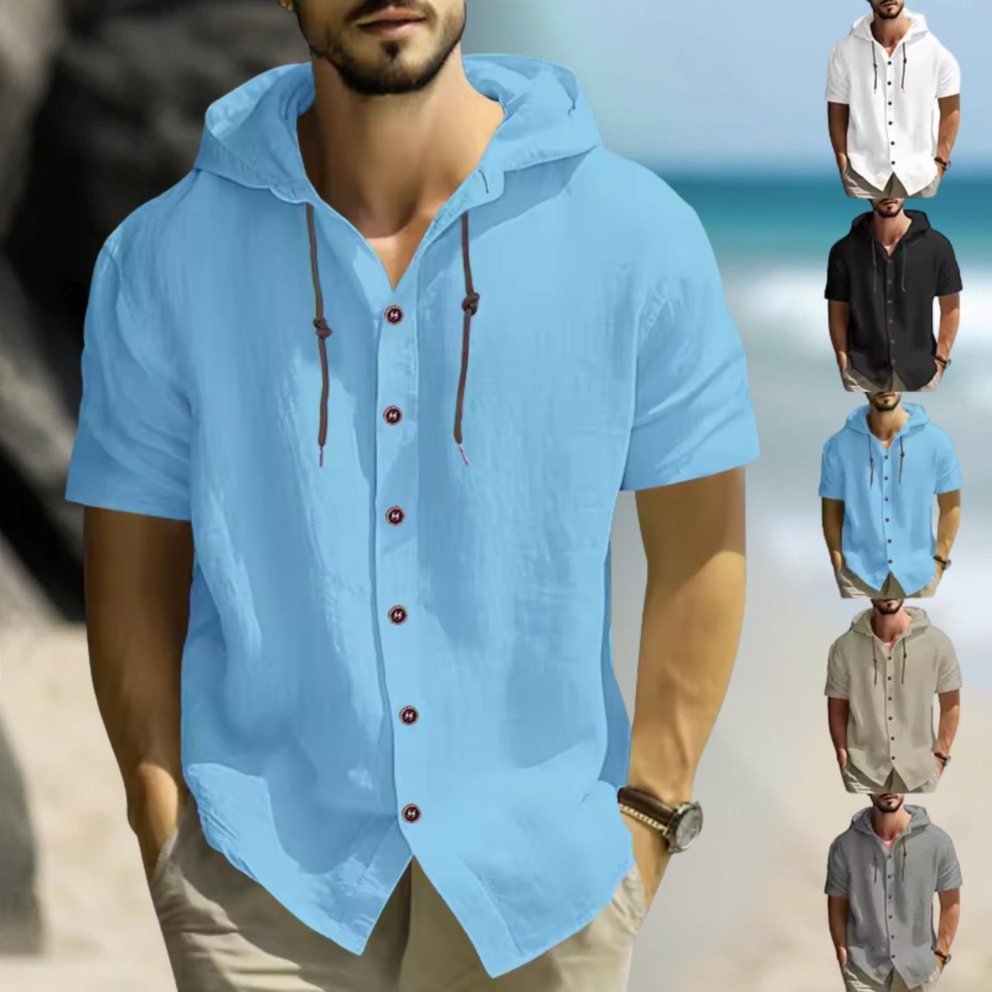 Osvaldo - Comfortable Short Sleeve Hooded Shirt
