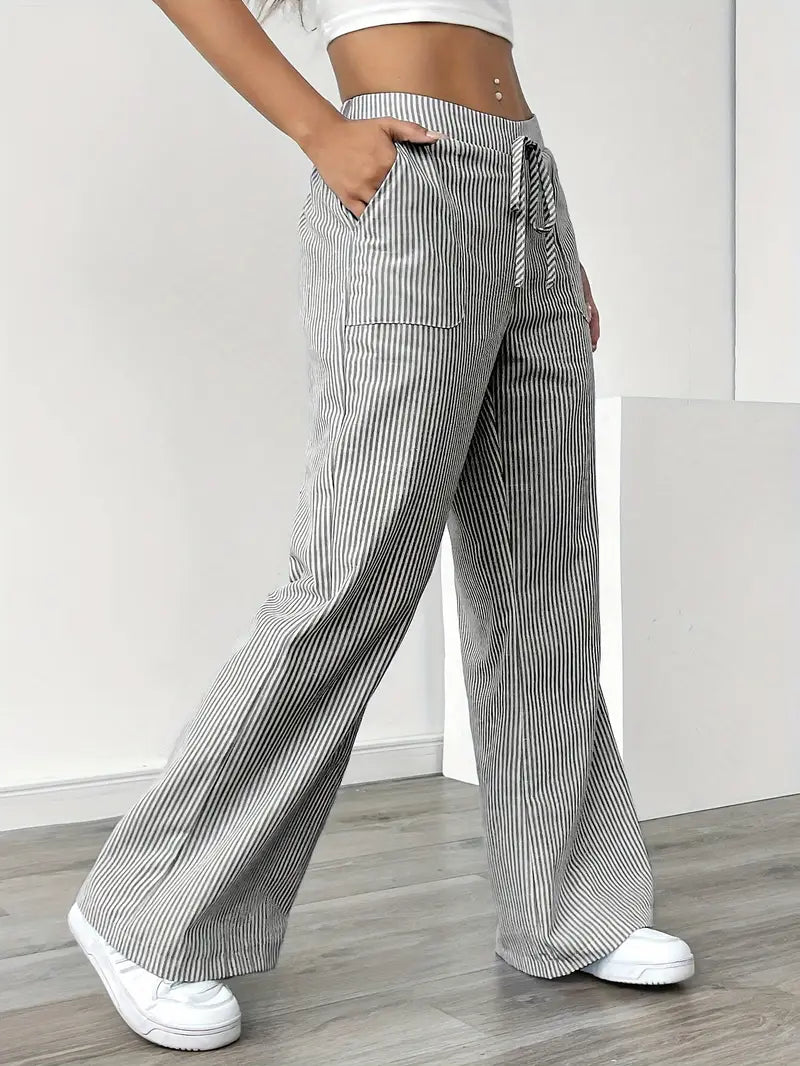 Alina - Elegant Striped Pant With Pockets