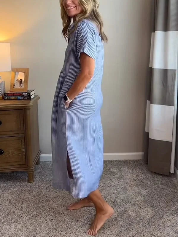 Samara - Stylish Striped Shirt Dress