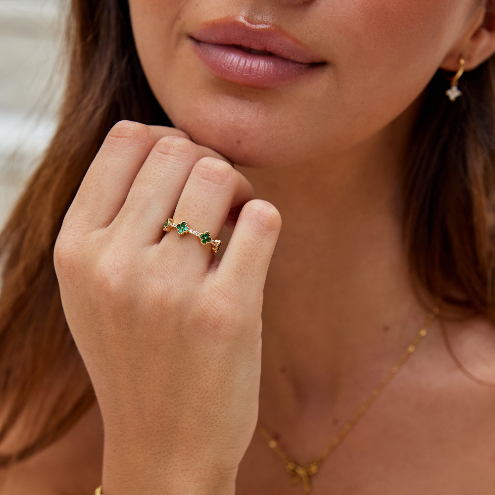 Luck - Four-Leaf Clover Crystal Ring