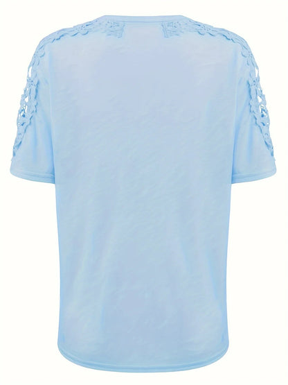 Ancuta - Elegant Summer Short Sleeve T Shirt With Lace