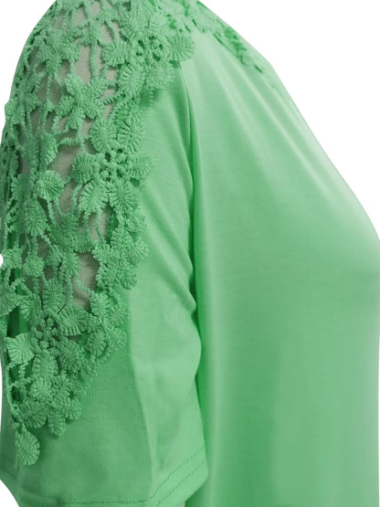 Ancuta - Elegant Summer Short Sleeve T Shirt With Lace