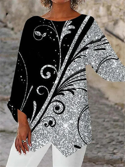 Soraya - Round Neck And Long Sleeve Printed Shirt