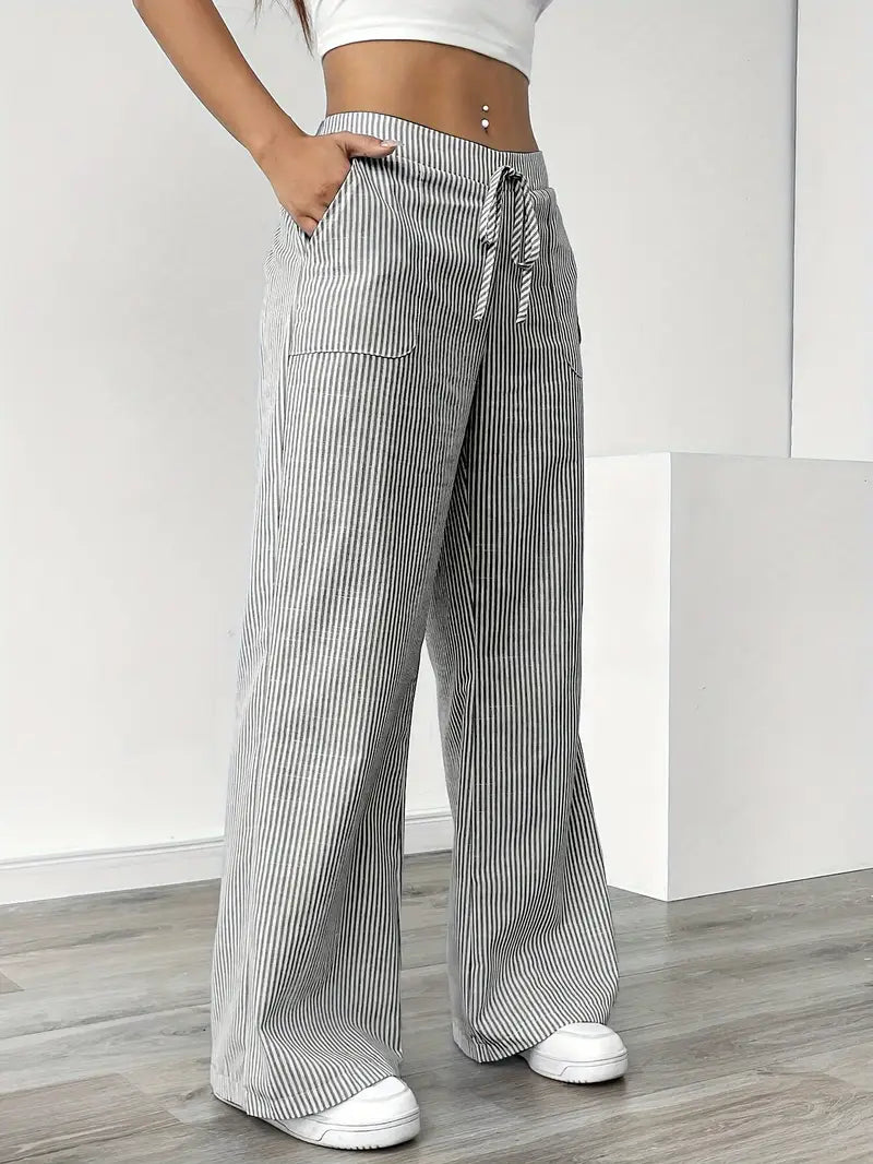 Alina - Elegant Striped Pant With Pockets