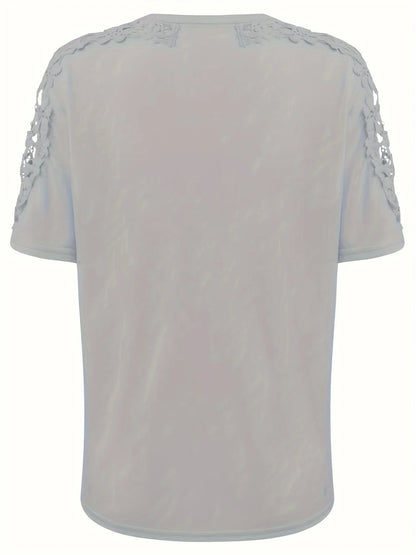 Ancuta - Elegant Summer Short Sleeve T Shirt With Lace