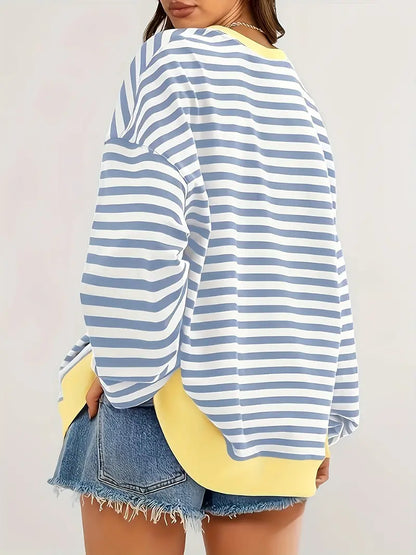 Nirina - Long Sleeve Striped Print Shirt
