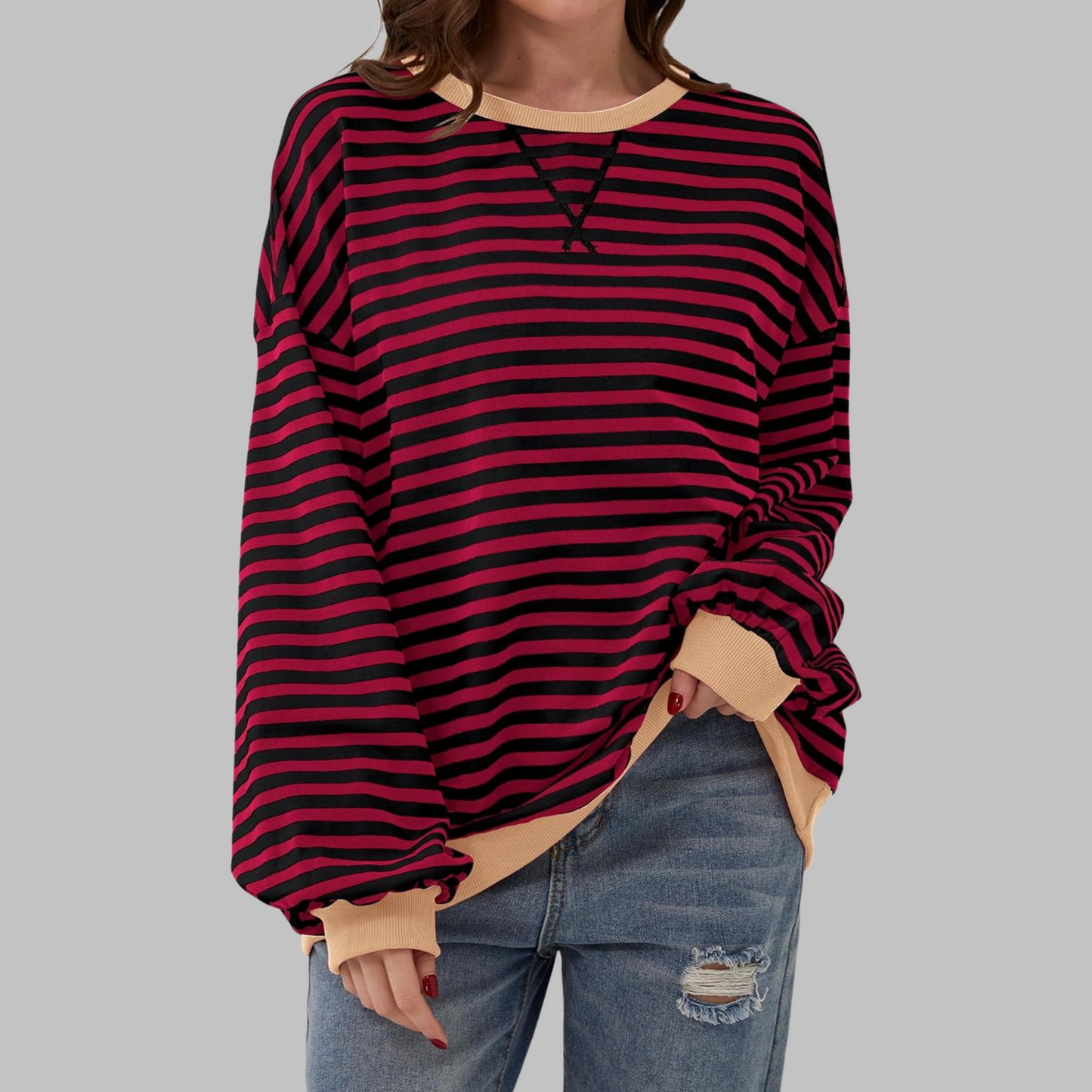 Ailbhe – Striped Jumper In Cotton Blend
