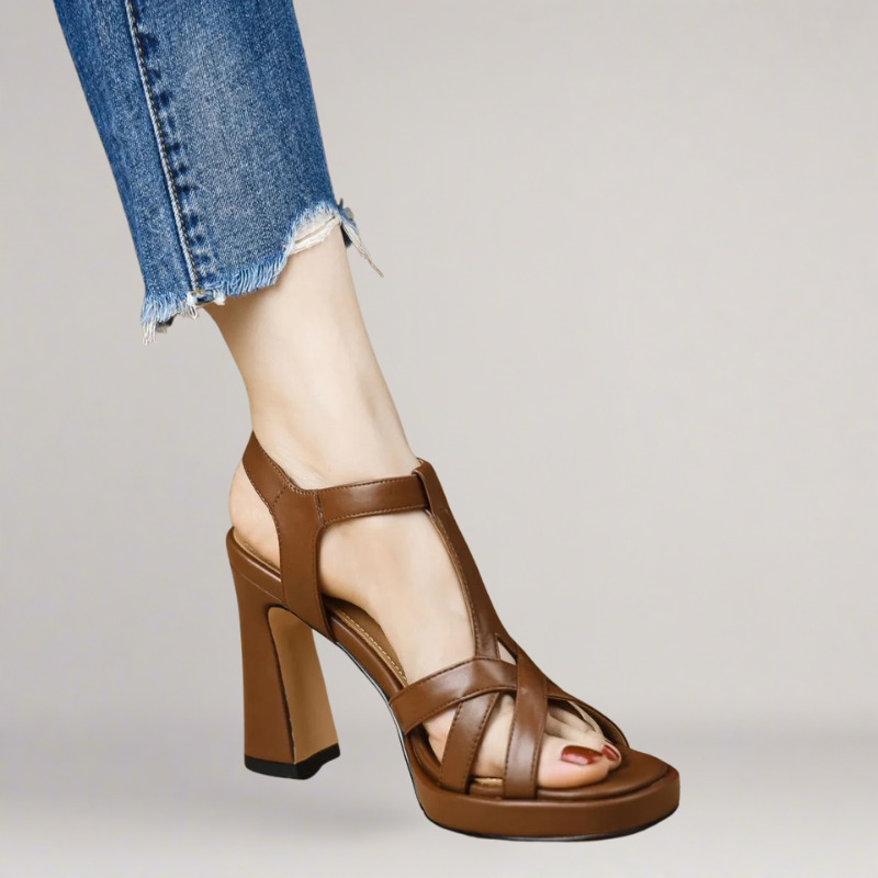 Stephens - Handcrafted Faux Leather Sandals With High Heel
