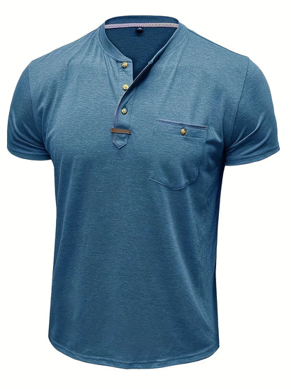 Saxon - Elegant Round Neck T Shirt With Pocket