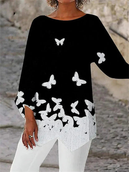 Soraya - Round Neck And Long Sleeve Printed Shirt