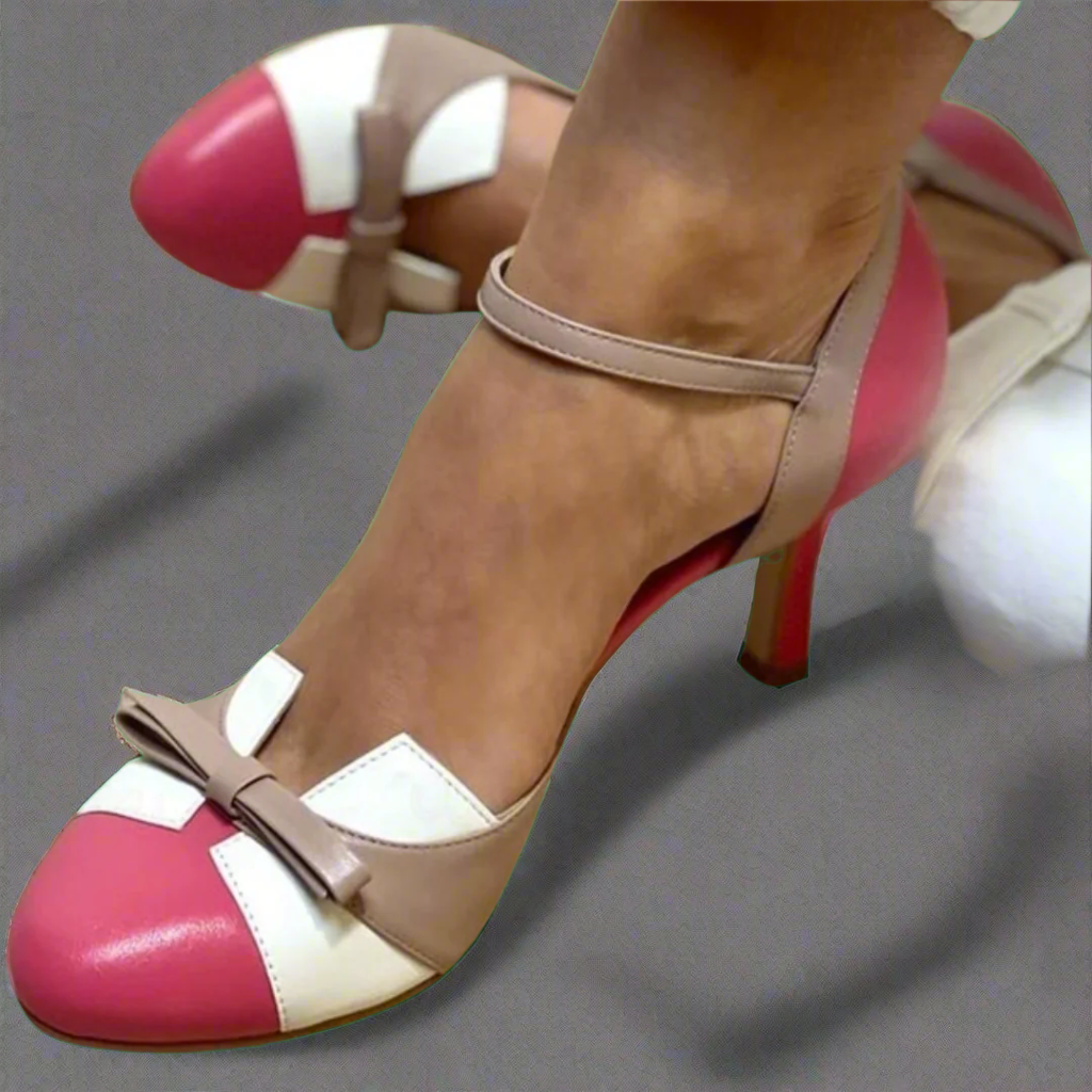 Bellarosa | Colourful sandals with bow and strap, round toe