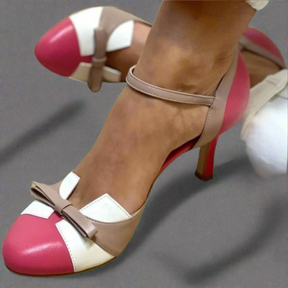 Bellarosa | Colourful sandals with bow and strap, round toe