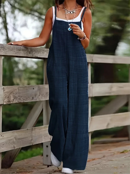 Annia - Casual Wide Leg Overalls With Pockets