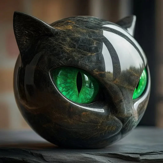 NyxCharm - Mystic Black Cat Head Sculpture