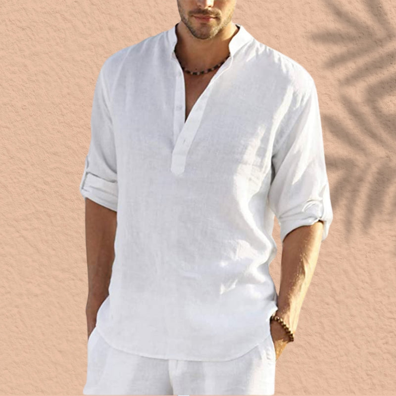 Abdeslam - Casual Linen Long Sleeve Shirt