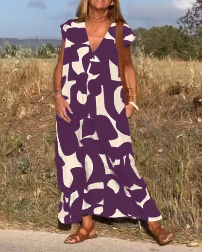 Sarinya - Printed Dress With V-Neck