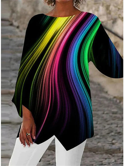 Soraya - Round Neck And Long Sleeve Printed Shirt