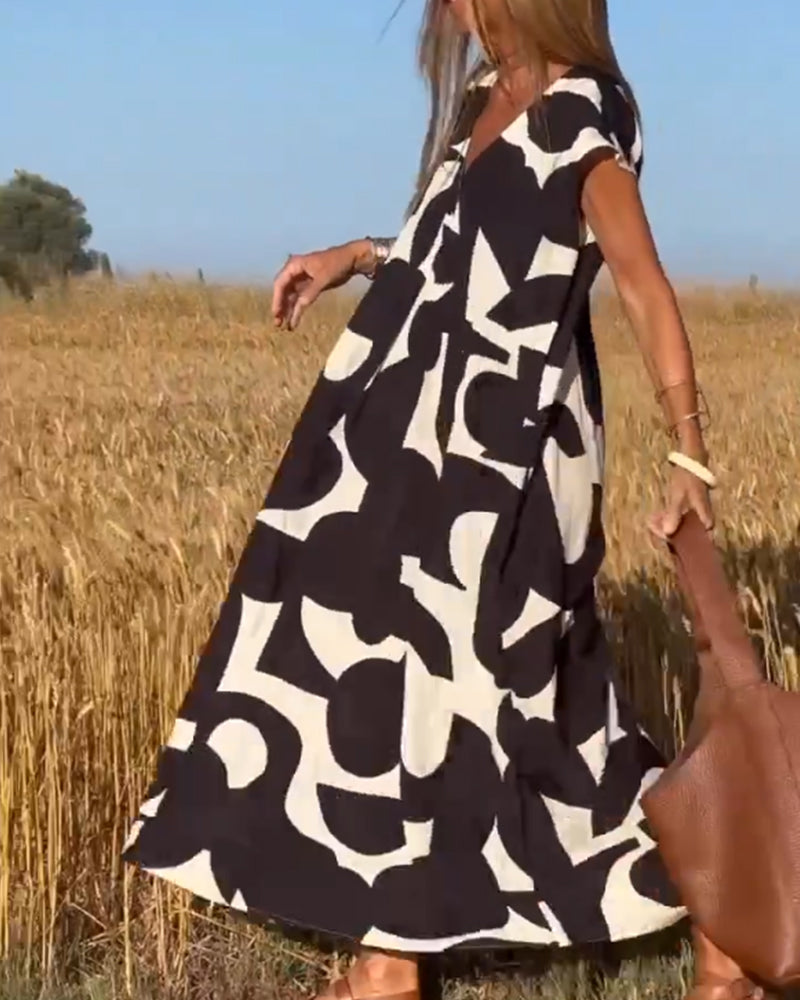 Sarinya - Printed Dress With V-Neck