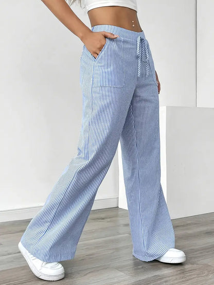 Alina - Elegant Striped Pant With Pockets