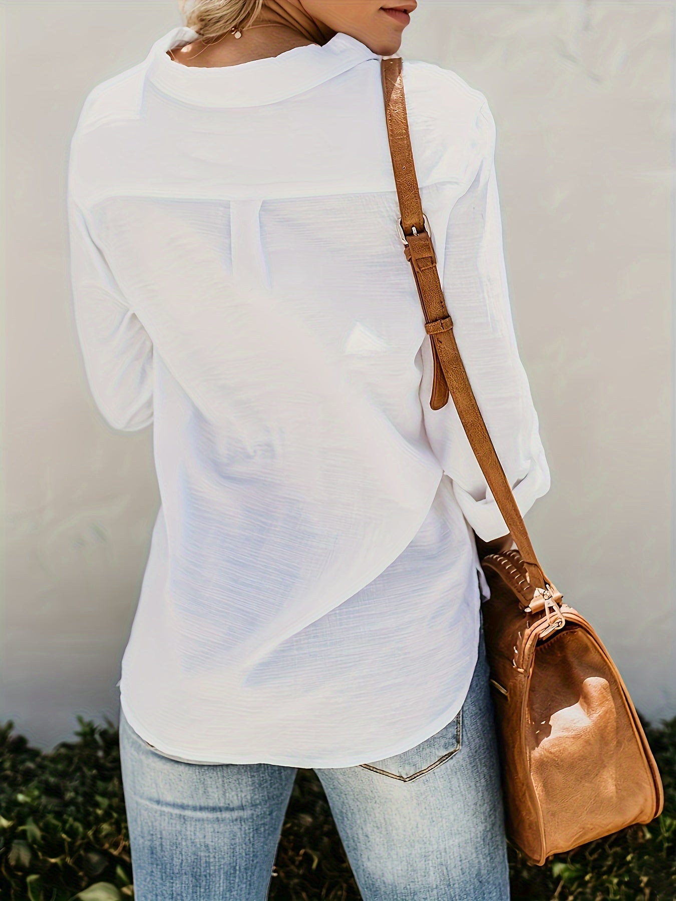 Priscilla - Long Sleeve V-Neck Blouse With Button Front