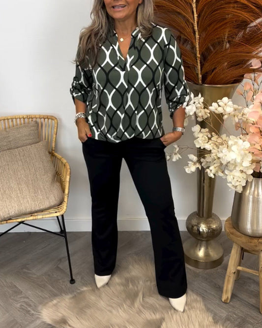 Alyce - Casual Long Sleeve Blouse With Pattern