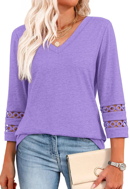 Ruthie - Long Sleeve V-Neck Shirts