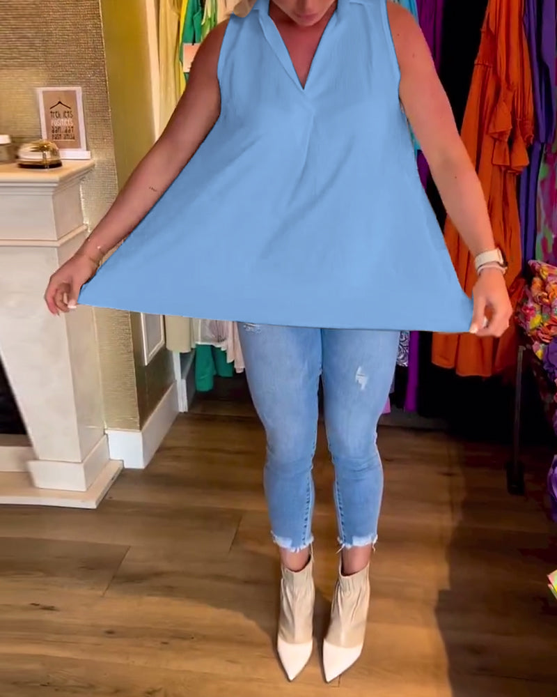 Rowland - Sleeveless Top With Ruffle