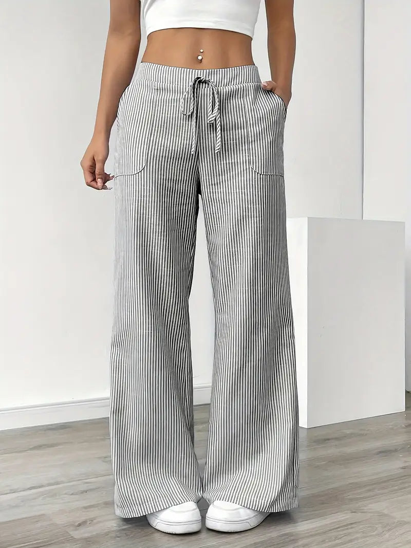 Alina - Elegant Striped Pant With Pockets