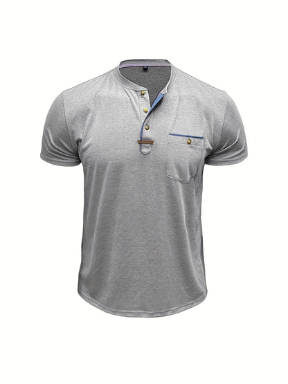 Saxon - Elegant Round Neck T Shirt With Pocket