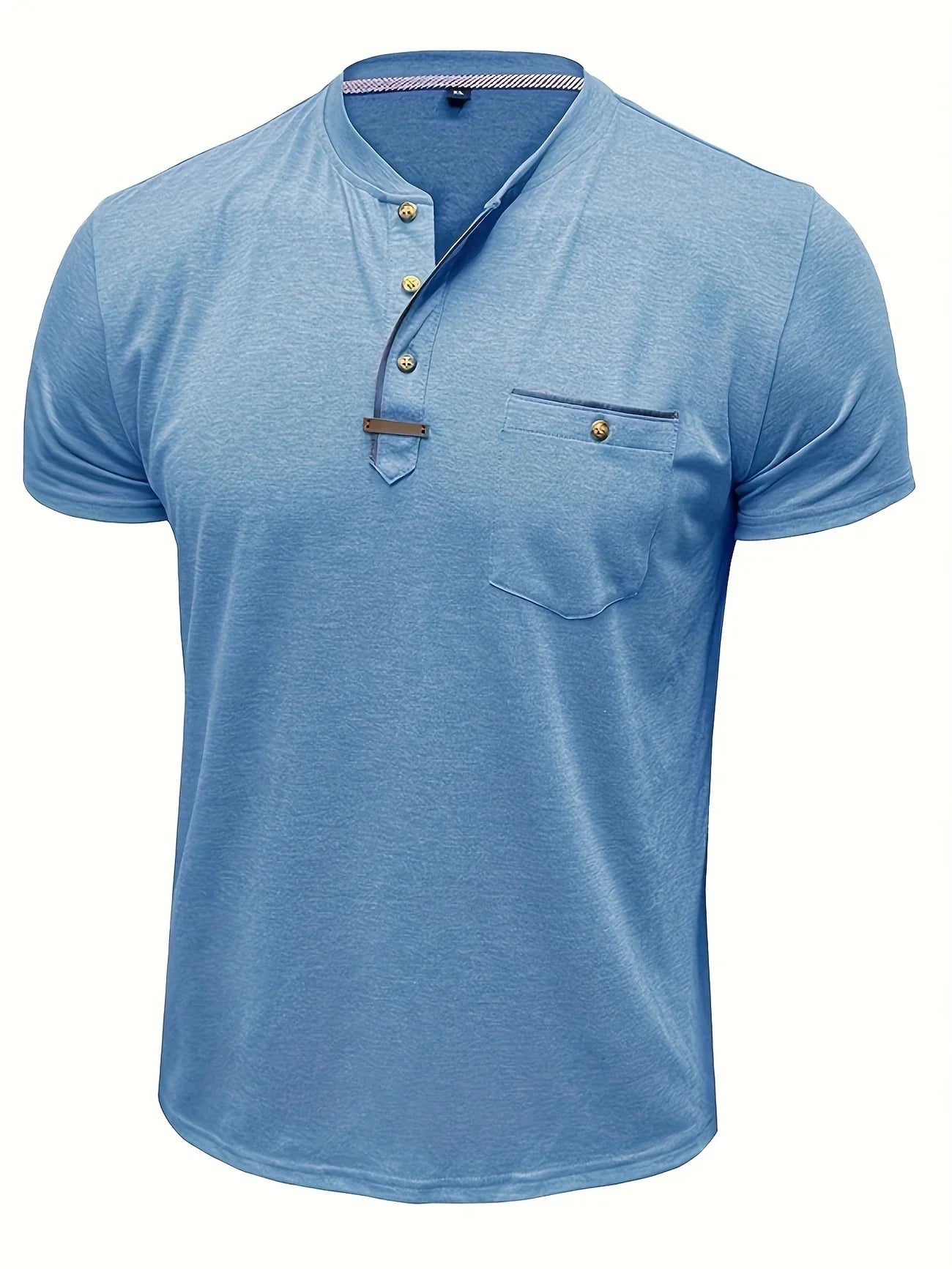 Saxon - Elegant Round Neck T Shirt With Pocket