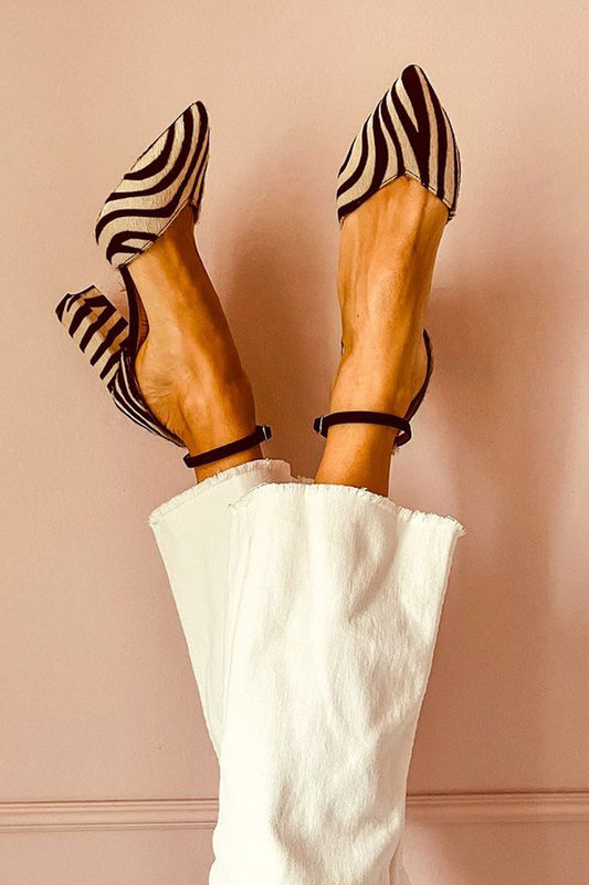 Zebrina™ | Mid-heel sandals with ankle strap and zebra print