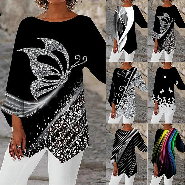 Soraya - Round Neck And Long Sleeve Printed Shirt