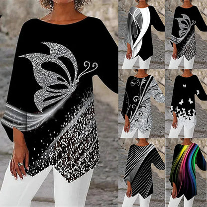 Soraya - Round Neck And Long Sleeve Printed Shirt