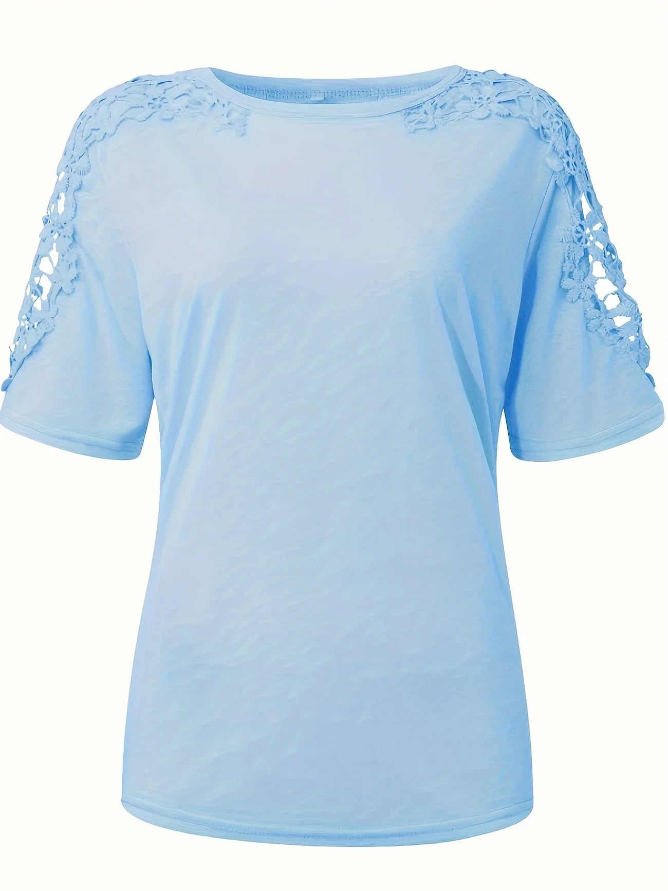 Ancuta - Elegant Summer Short Sleeve T Shirt With Lace