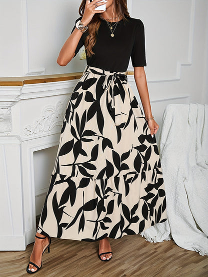 Nuray - Elegant Floral Short Sleeve Dress