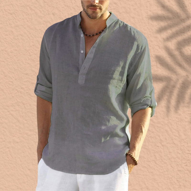 Abdeslam - Casual Linen Long Sleeve Shirt