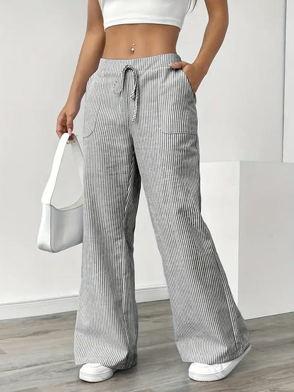 Alina - Elegant Striped Pant With Pockets