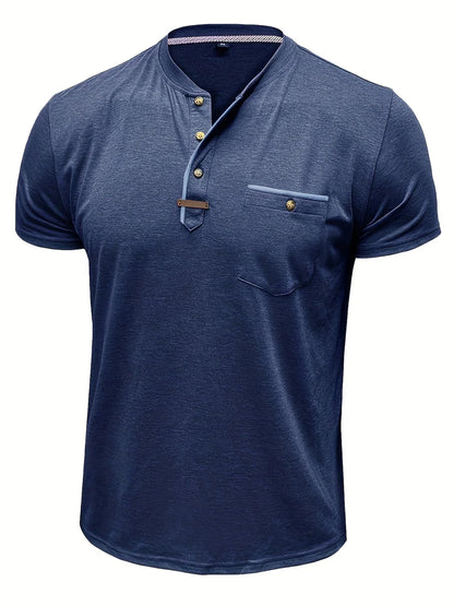 Saxon - Elegant Round Neck T Shirt With Pocket