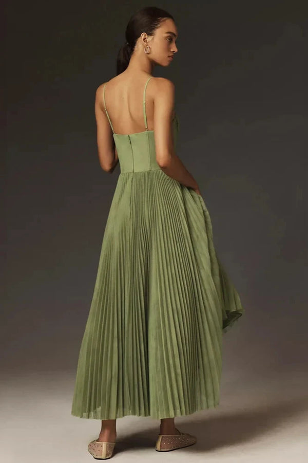Priscila - Pleated Tulle Dress With Asymmetric Drape