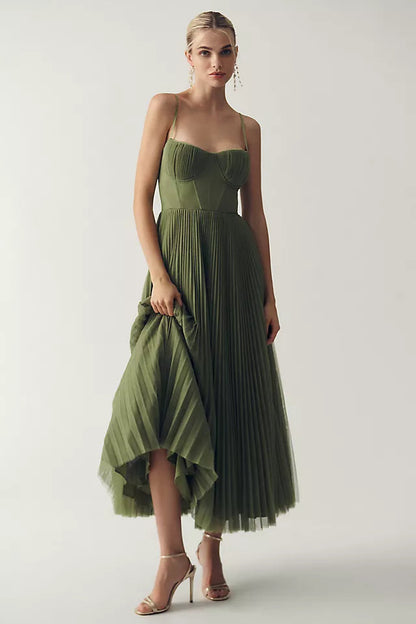 Priscila - Pleated Tulle Dress With Asymmetric Drape