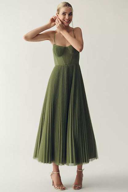 Priscila - Pleated Tulle Dress With Asymmetric Drape