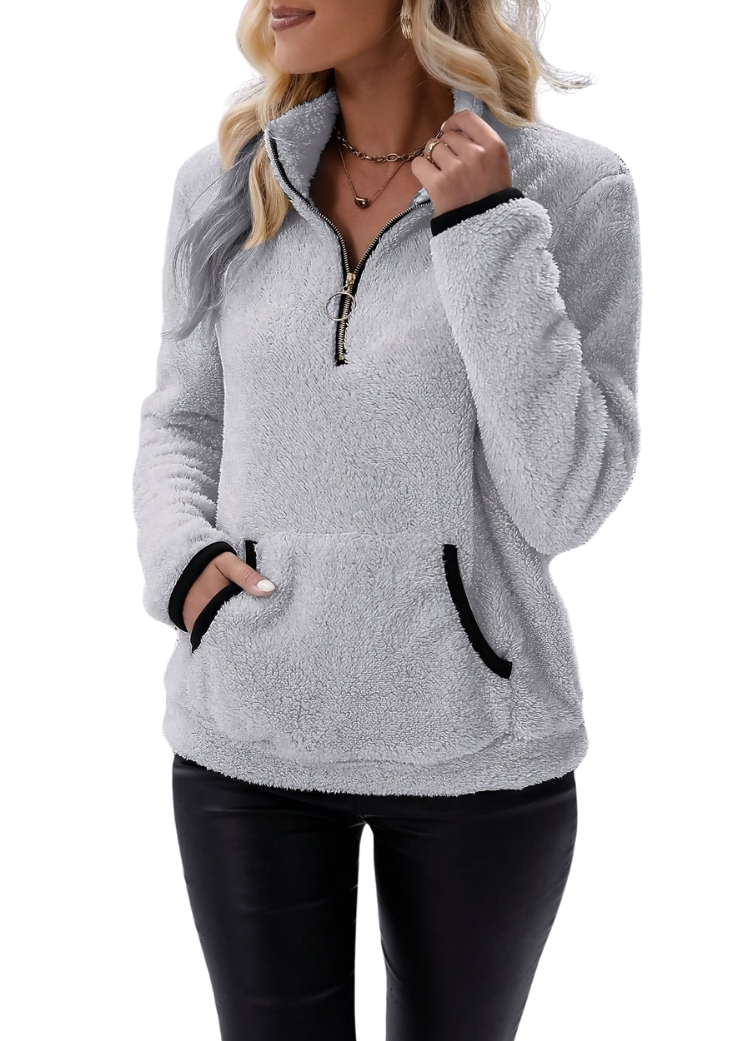 Rosely | Half Zip Borg Fleece Sweatshirt