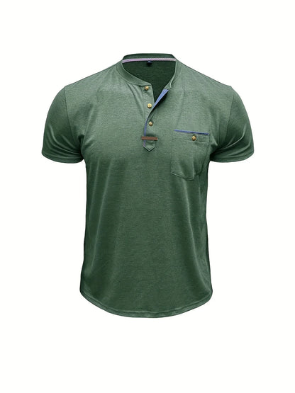 Saxon - Elegant Round Neck T Shirt With Pocket