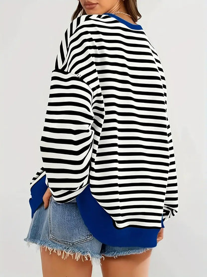 Nirina - Long Sleeve Striped Print Shirt