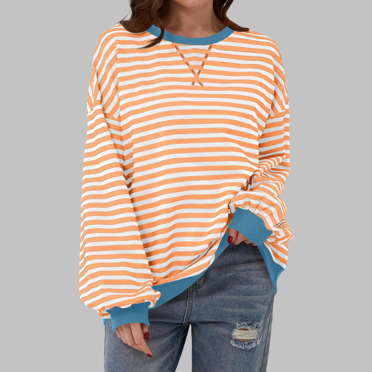 Ailbhe – Striped Jumper In Cotton Blend
