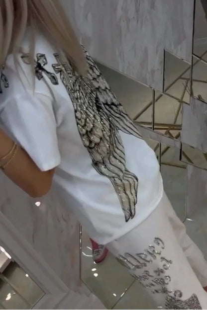 Quinzella - Fashionable Printed Top and Pants Set