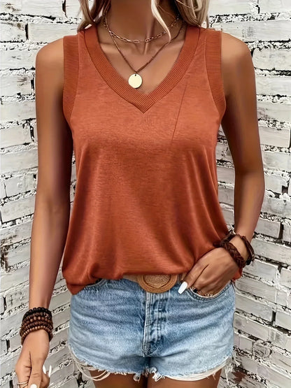 Analia - Breathable V-Neck And Sleeveless Top