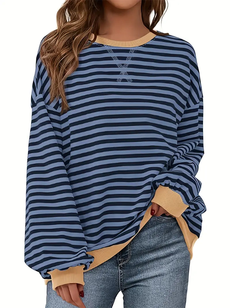 Nirina - Long Sleeve Striped Print Shirt