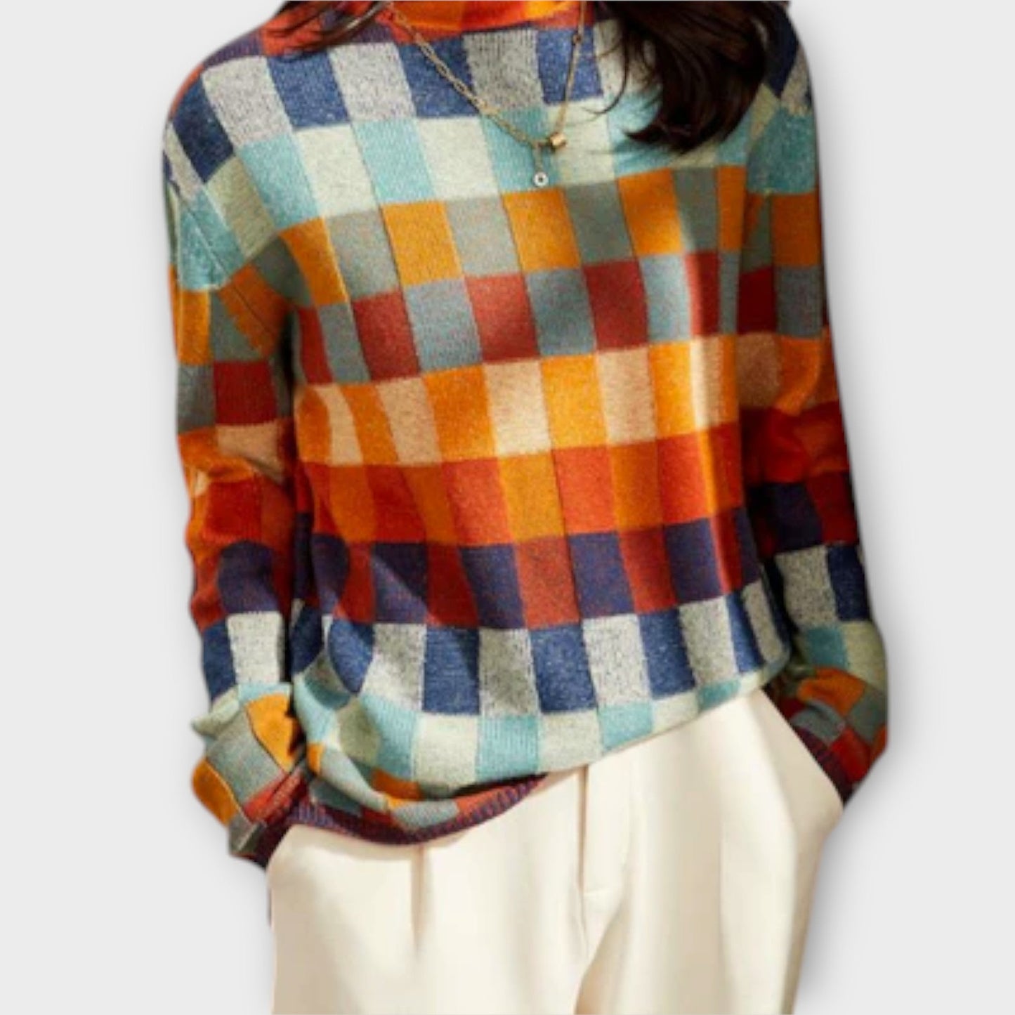 Erika - Colorful Patchwork Turtleneck
